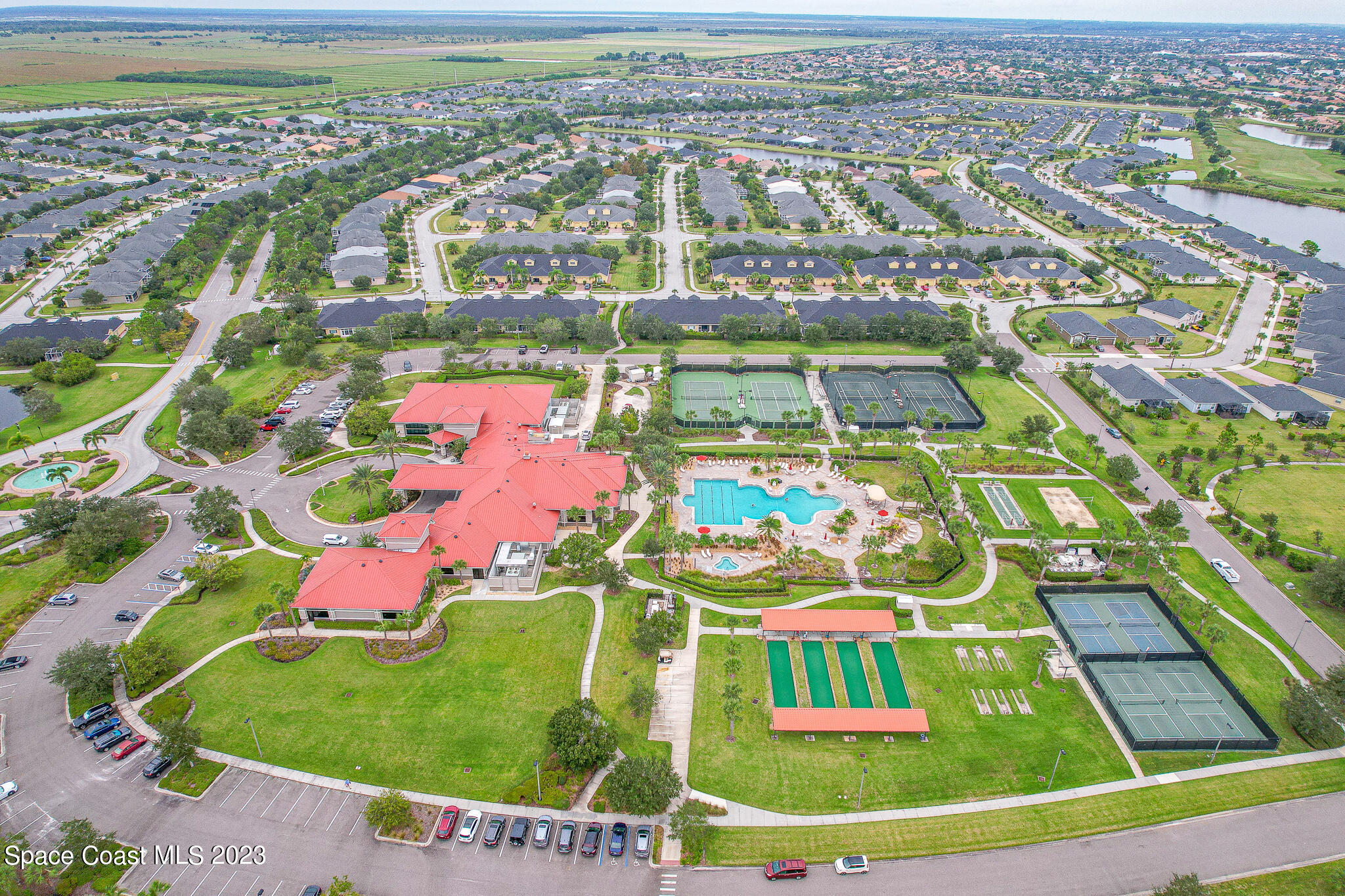 3071 Le Conte Street Melbourne, FL 32940 - Photo 37 of 41 an aerial view of a pool an ocean view