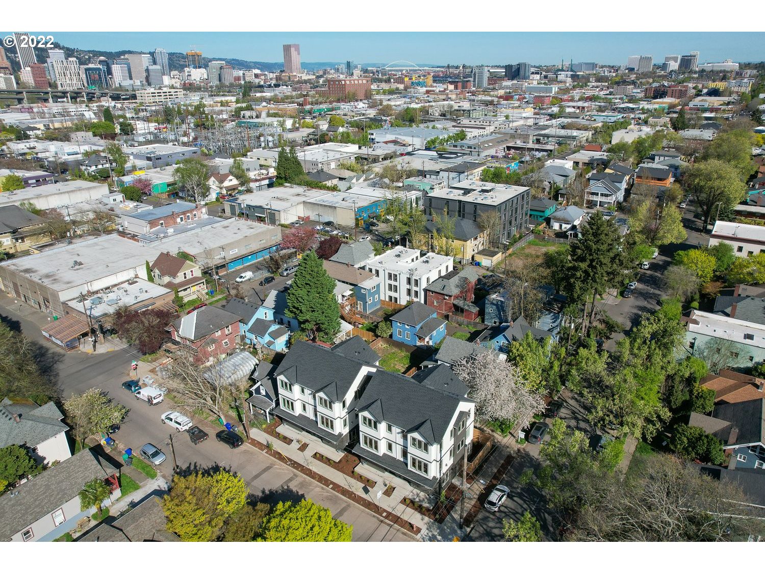 an aerial view of multiple house