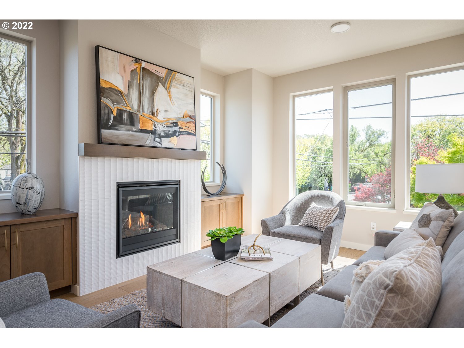 1175 Southeast Grant Street Portland, OR 97214 - Photo 6 of 32 a living room with furniture and a fireplace