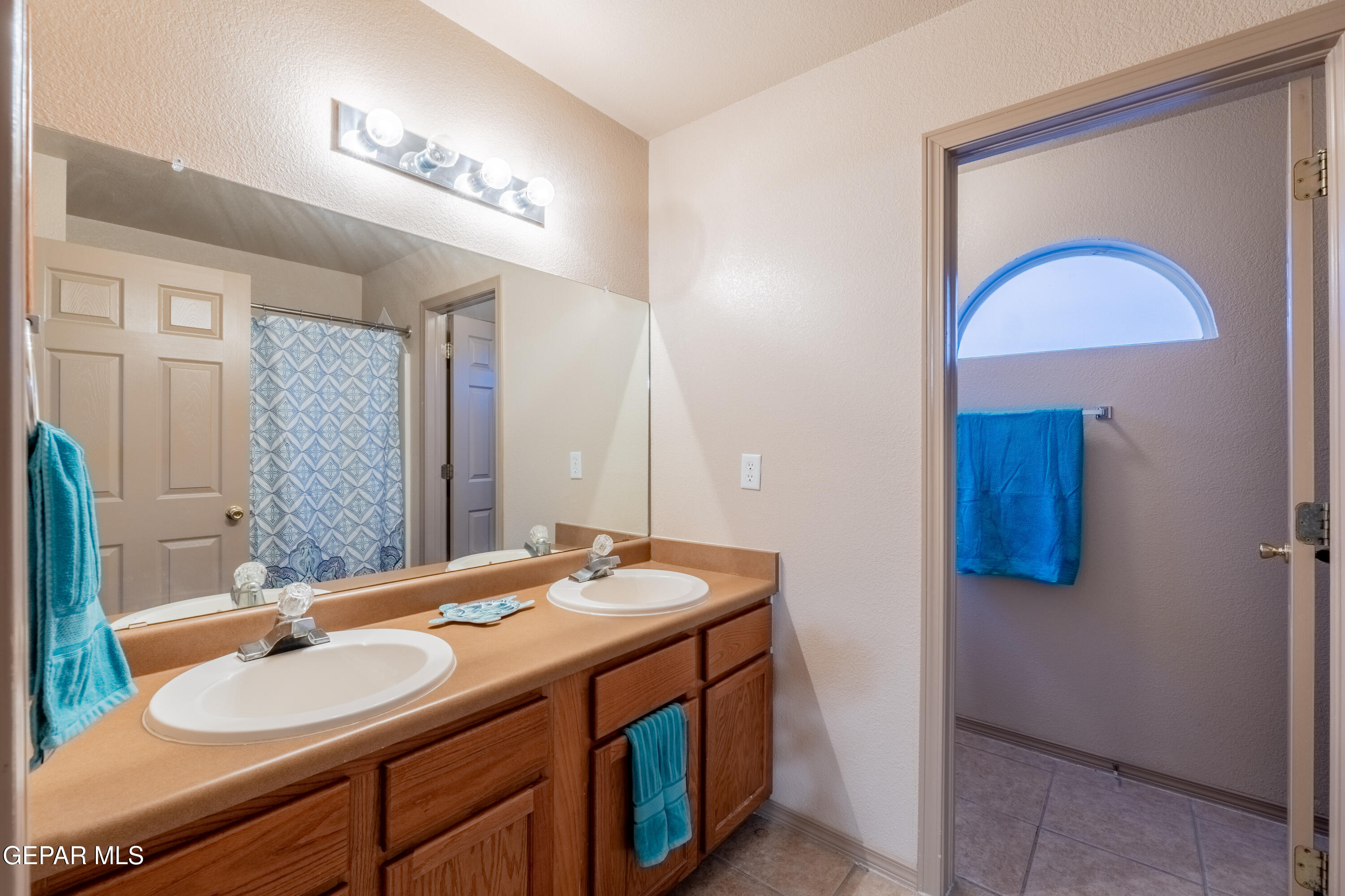 3849 Tierra Roca Place El Paso, TX 79938 - Photo 35 of 44 a bathroom with a double vanity sink and a mirror