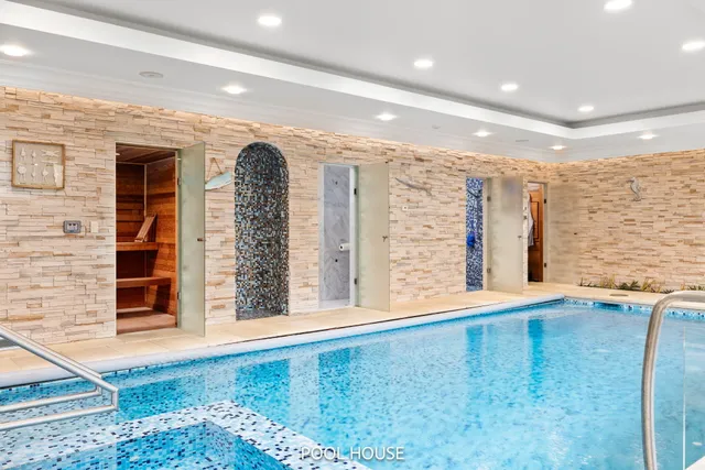 a view of a balcony with wooden floor