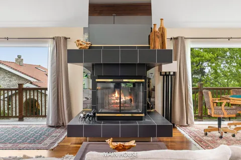 a living room with furniture