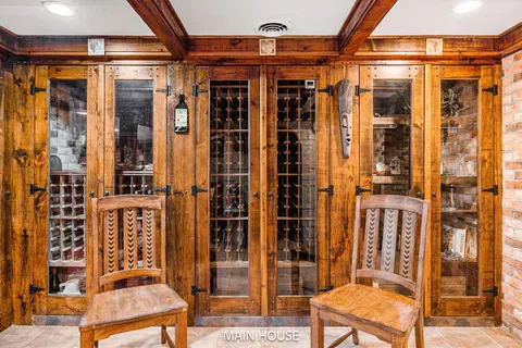 a view of a balcony with chairs