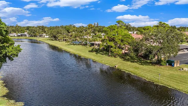 a view of a lake with a mountain