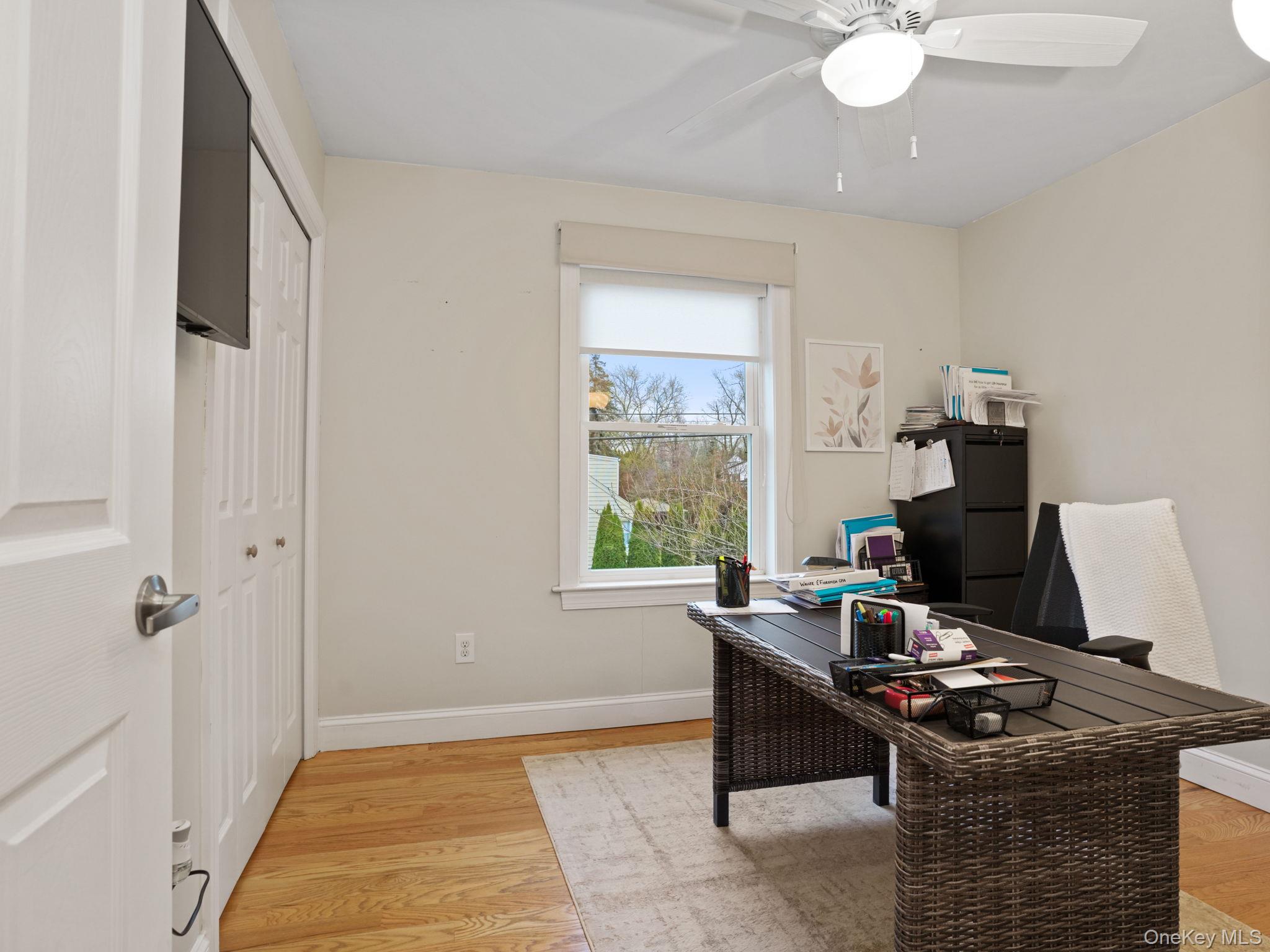 38 Kathwood Road White Plains, NY 10607 - Photo 22 of 44 Home office featuring light wood-style flooring and a ceiling fan