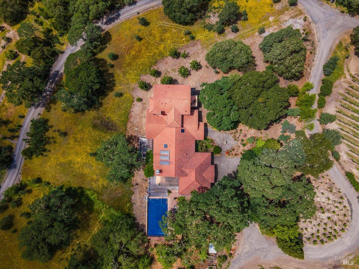 13404 Flora Ranch Road Healdsburg, CA 95448 - Photo 10 of 66 an aerial view of a house with a yard