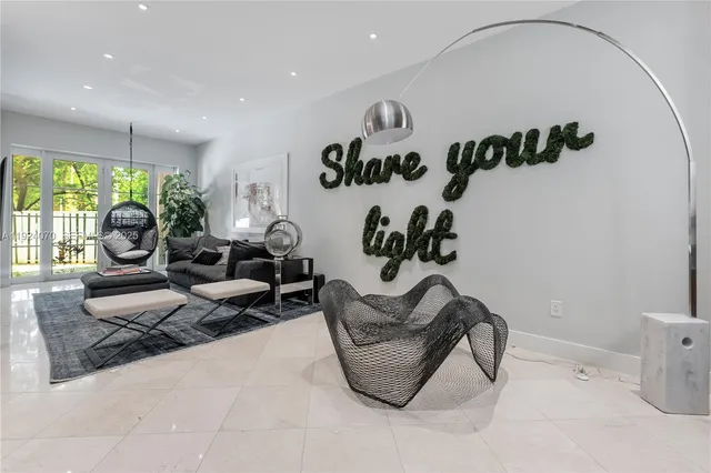 a living room with furniture