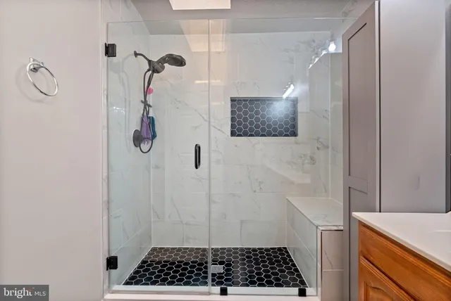 a bathroom with a shower