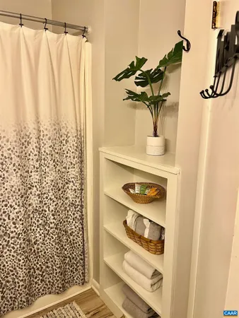 a view of a bathroom with a shower