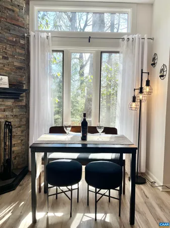 a table and chairs in a room