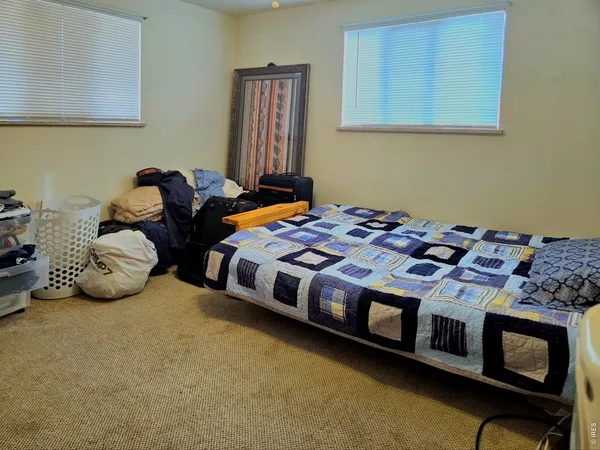 a bedroom with bed and a window