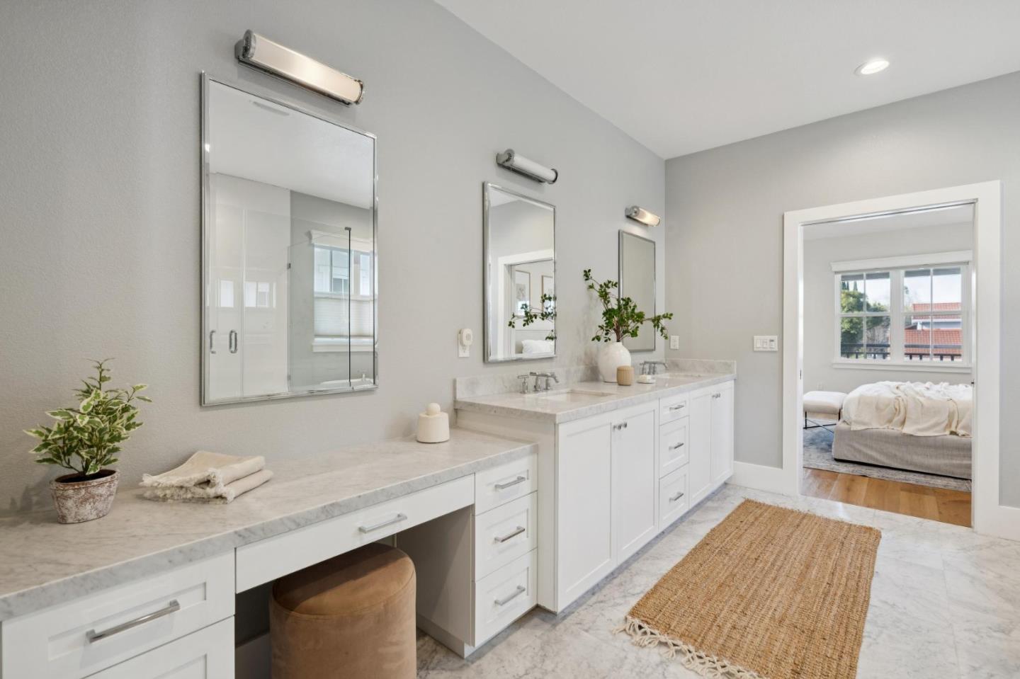 1103 Creed Street Milpitas, CA 95035 - Photo 42 of 74 a spacious bathroom with a granite countertop sink and a mirror
