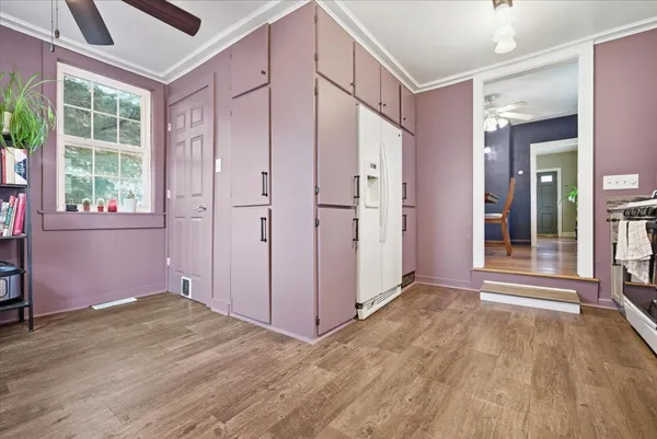 a view of wooden door