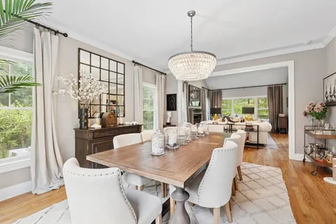 a view of a dining room and livingroom view