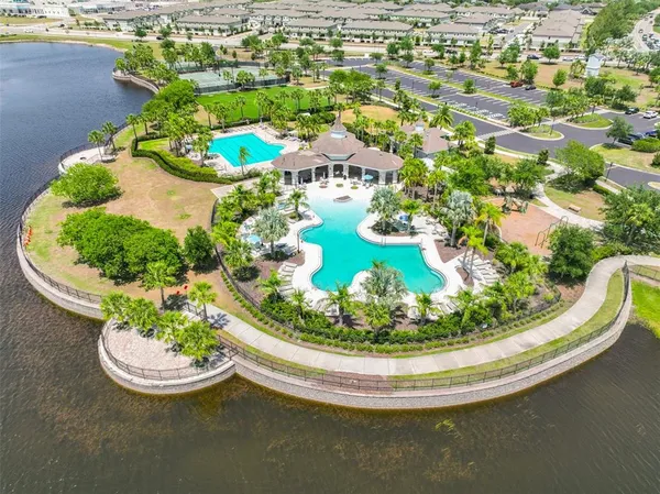 an aerial view of a house