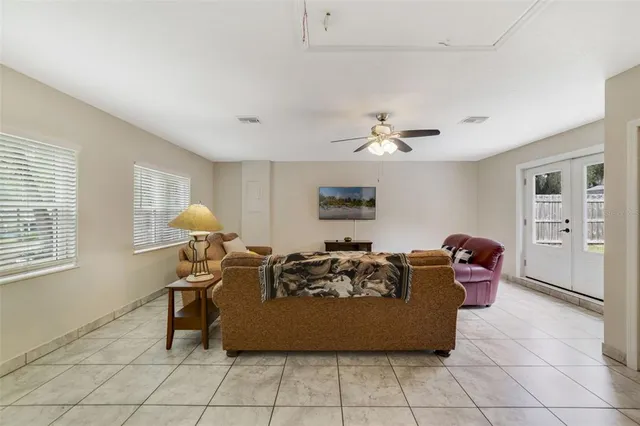 a living room with furniture