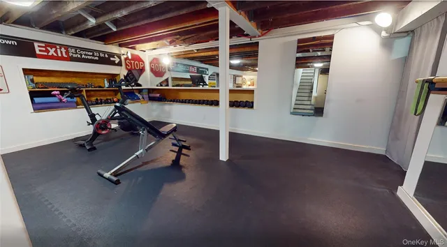 a view of a room with gym equipment
