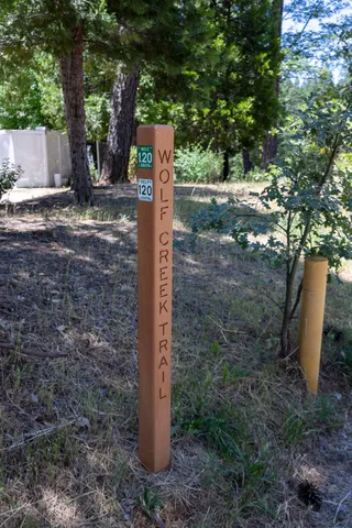a view of sign board and outdoor space