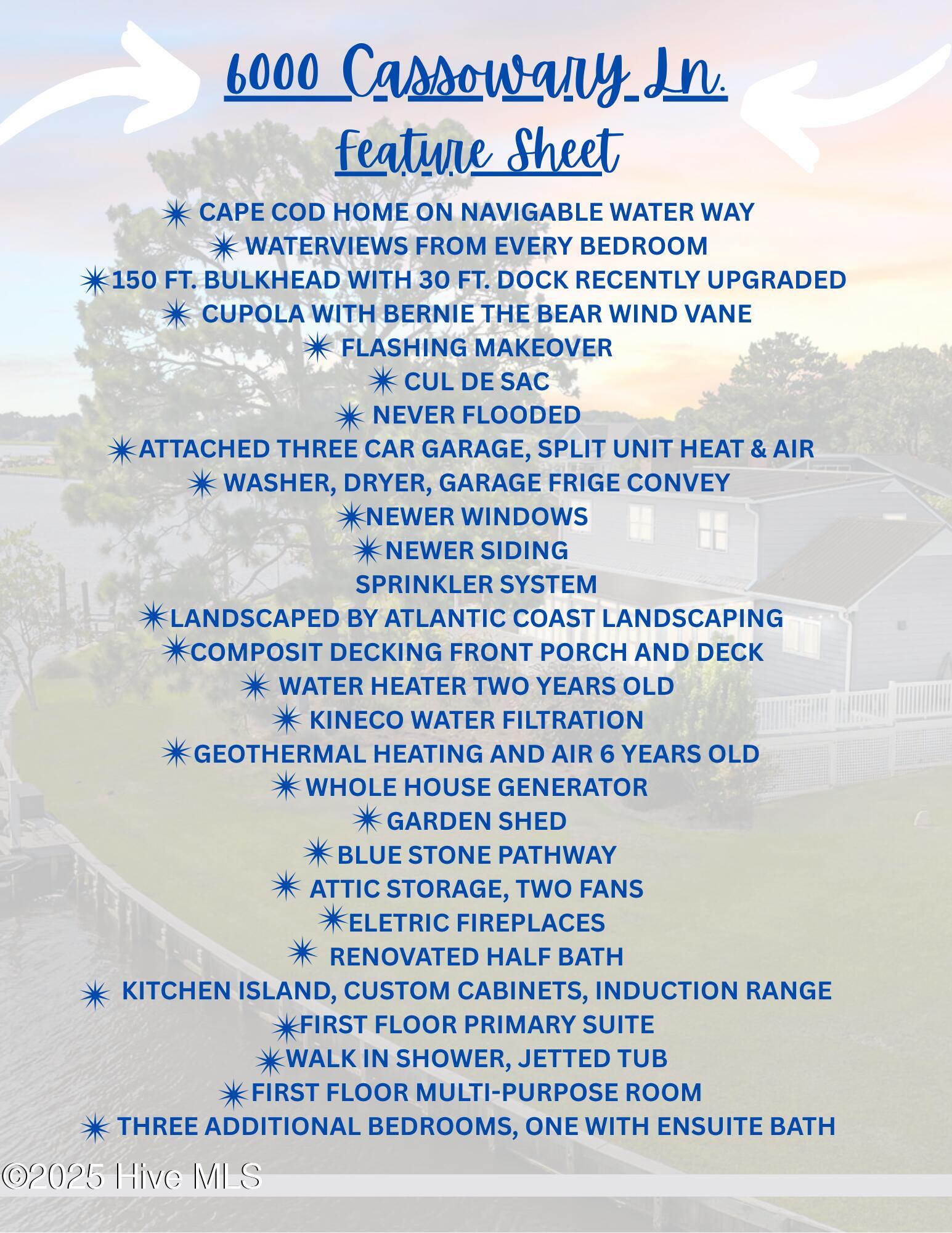 6000 Cassowary Lane New Bern, NC 28560 - Photo 30 of 42 MLS Feature Sheet