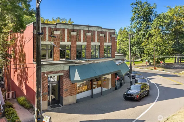 a view of city with an outdoor seating