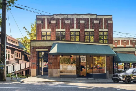 a front view of a building and a entrance
