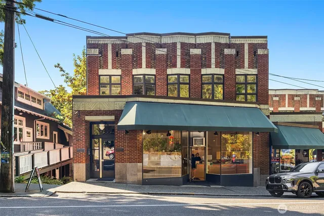 a front view of a building and a entrance