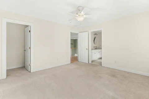 an empty room with a bathroom