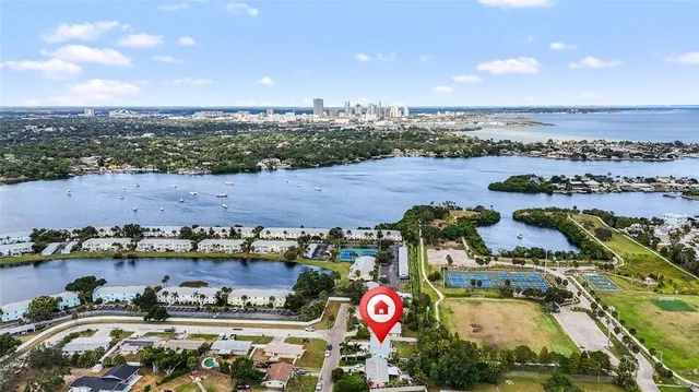 an aerial view of a city