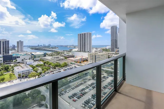 a view of a city from a balcony