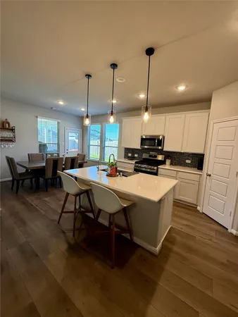 a kitchen with lots of counter top space