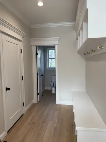 a bathroom with a shower and a toilet