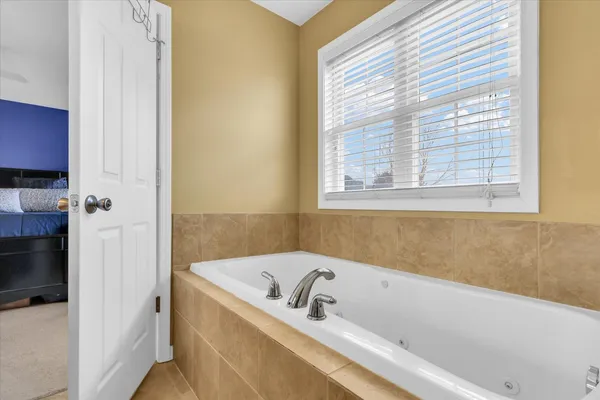 a bathroom with a bathtub