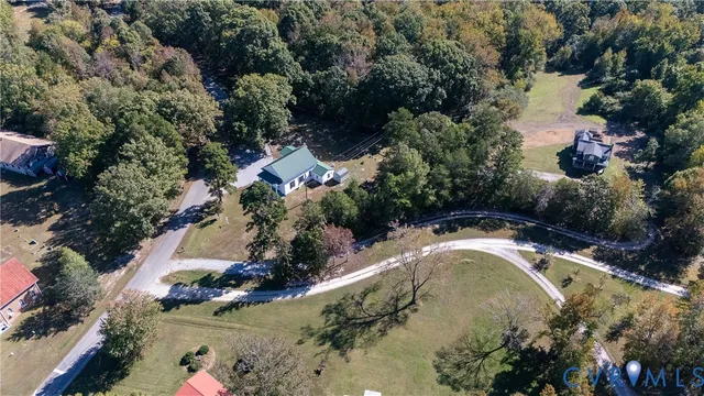 a view of a lake with a yard