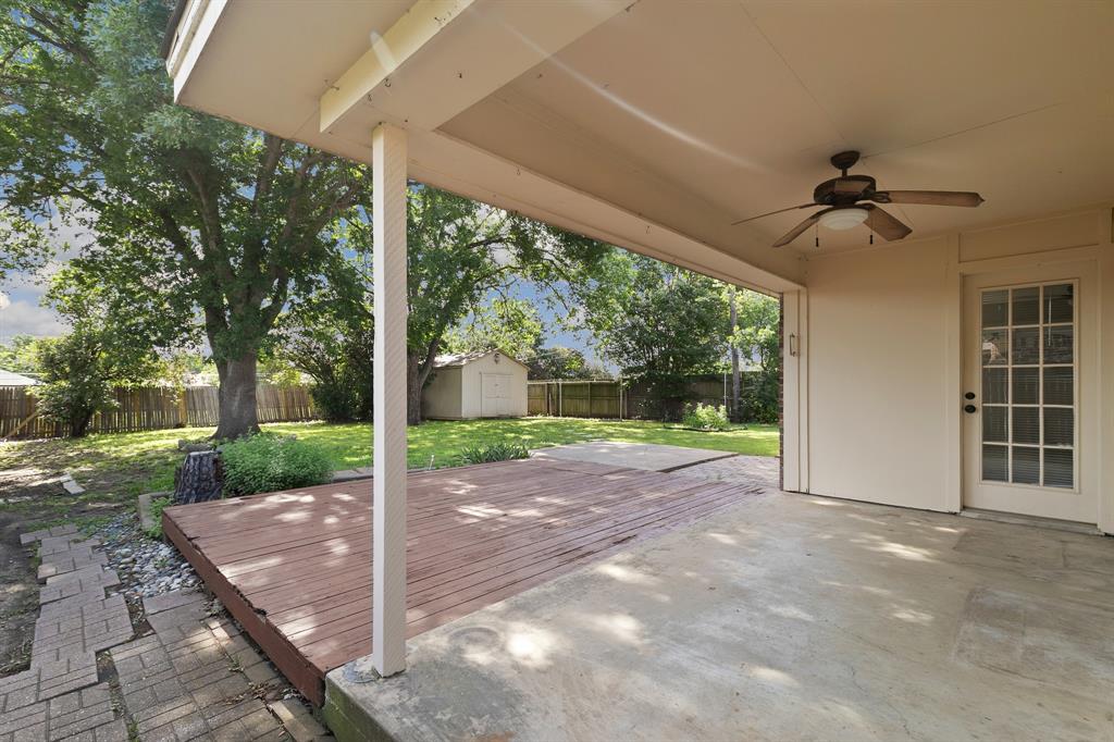6612 Patsy Lane Watauga, TX 76148 - Photo 29 of 32 Covered patio featuring a ceiling fan and concrete flooring
