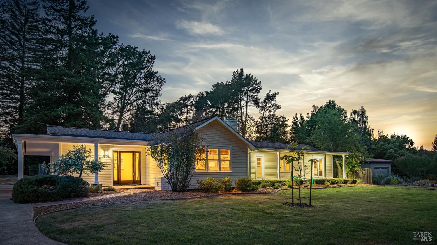 7596 Elphick Road Sebastopol, CA 95472 - Photo 1 of 1 a front view of a house with a yard