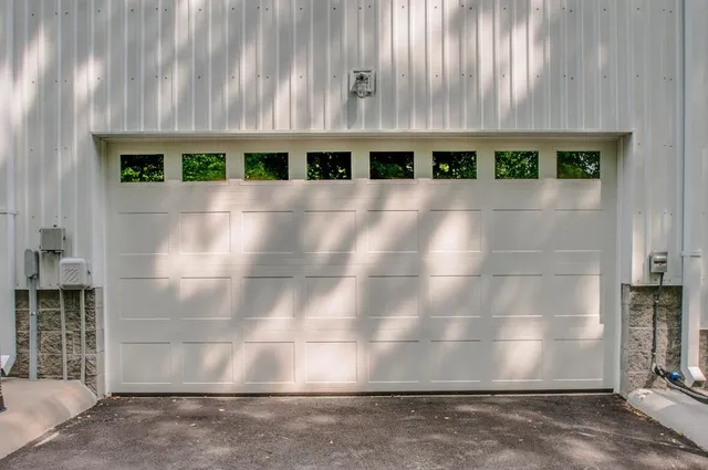 a view of a building with brick walls