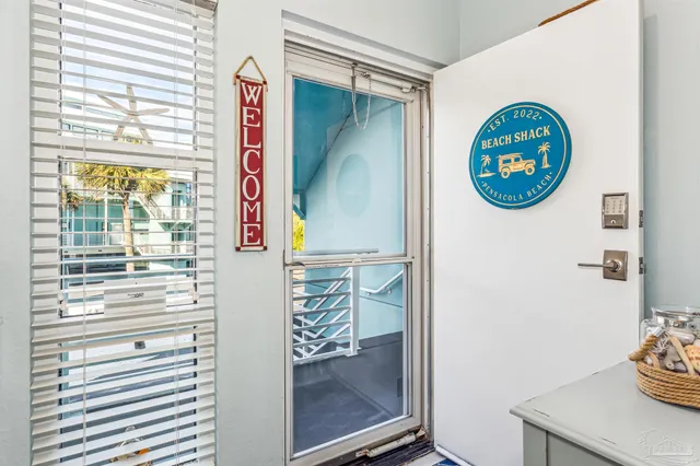 a view of a door and chair