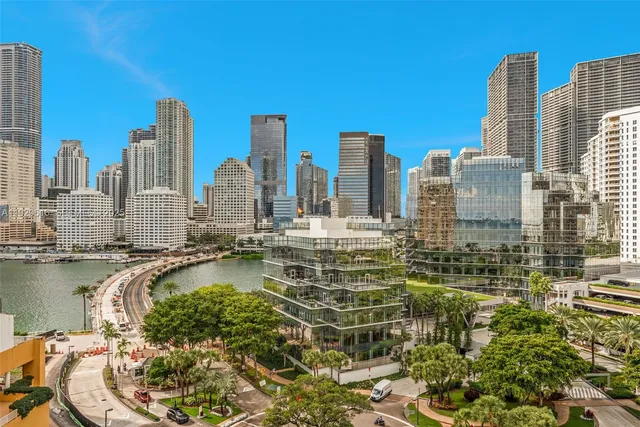 a view of a city with tall buildings