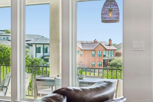 a view of a porch with furniture