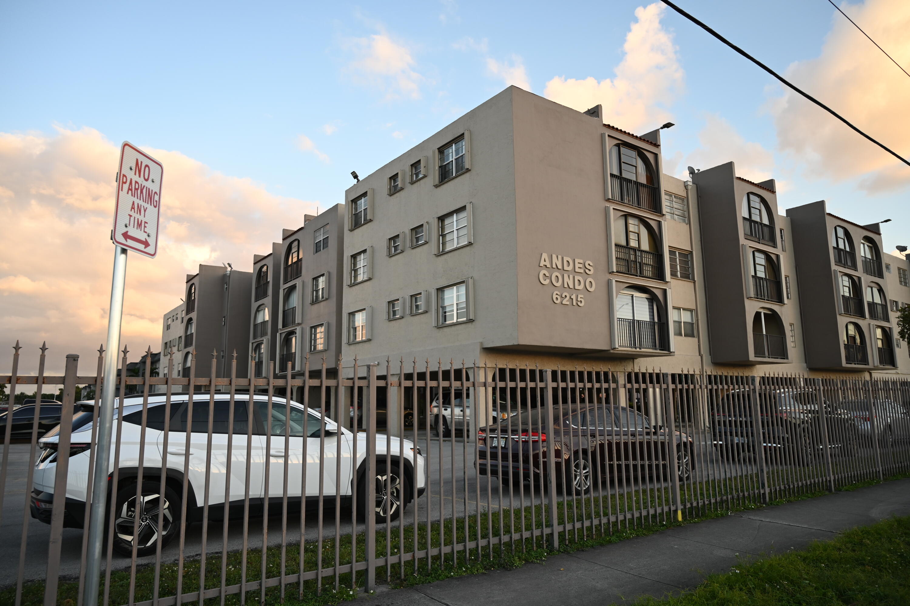 a view of a building with a street