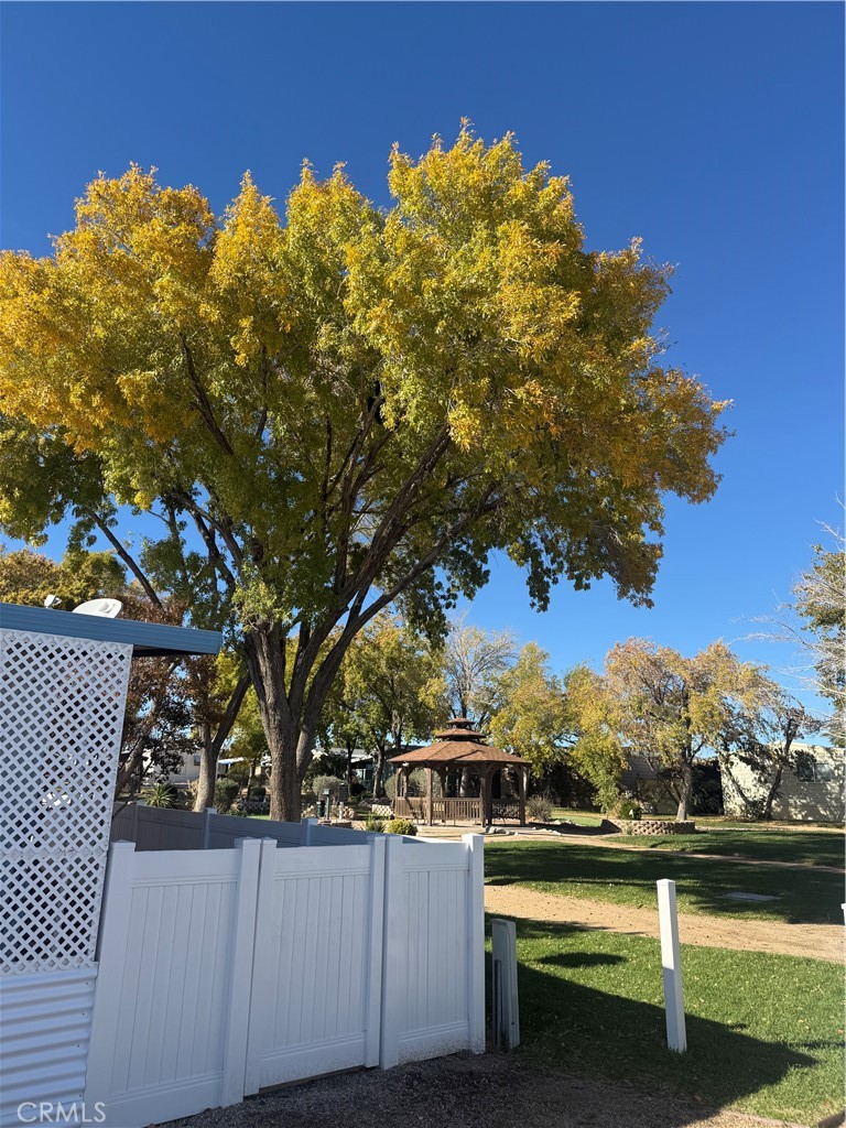 13393 Mariposa Road, Unit 97 Victorville, CA 92395 - Photo 30 of 32 a view of a terrace with a bench and trees