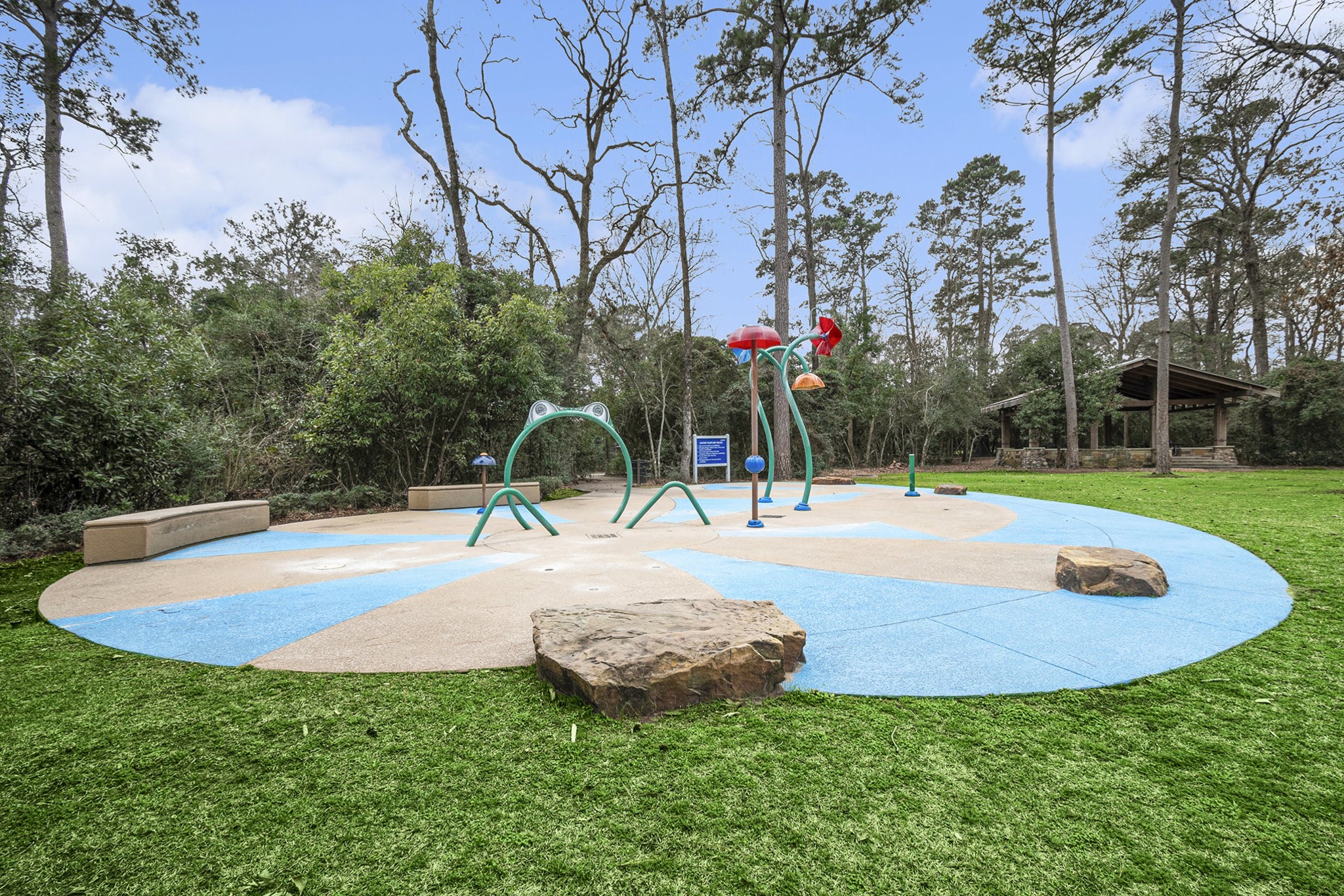 42 Sundown Ridge Place Tomball, TX 77375 - Photo 42 of 48 a view of a swimming pool with a yard and palm trees