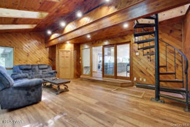 a living room with furniture