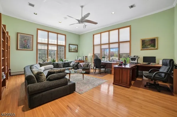 a swimming pool with yard and outdoor seating
