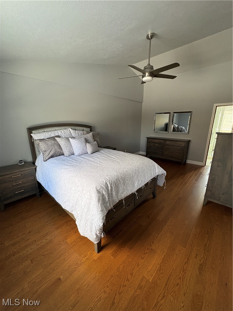 2504 Meloy Road Kent, OH 44240 - Photo 24 of 50 Bedroom with ceiling fan, hardwood floors, and vaulted ceiling