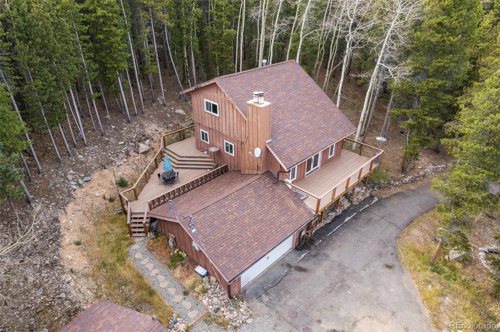 10807 Timothys Drive Conifer, CO 80433 - Photo 4 of 39 a aerial view of a house with a yard