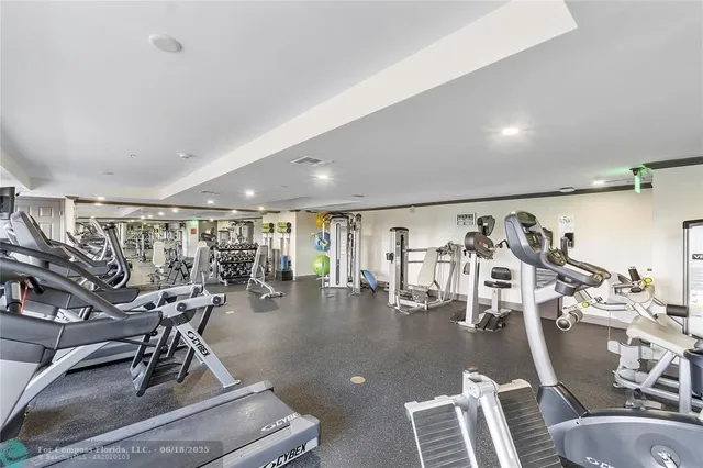 a view of a room with gym equipment