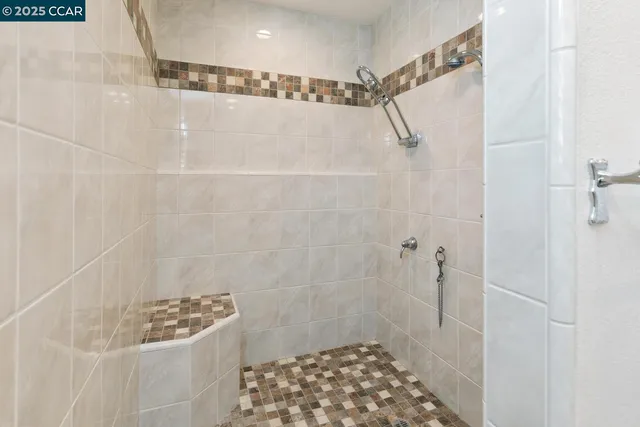 a bathroom with a shower a bathtub and shower