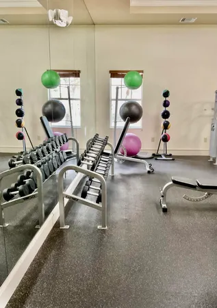a room with gym equipment