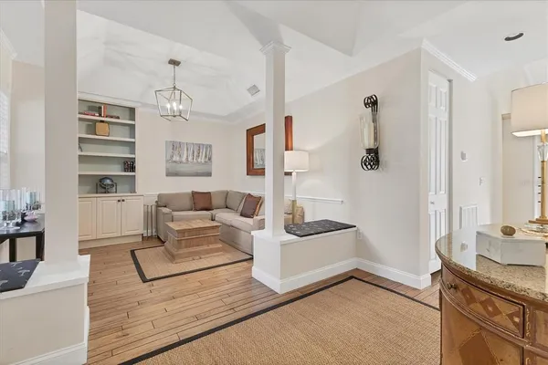 a living room with furniture